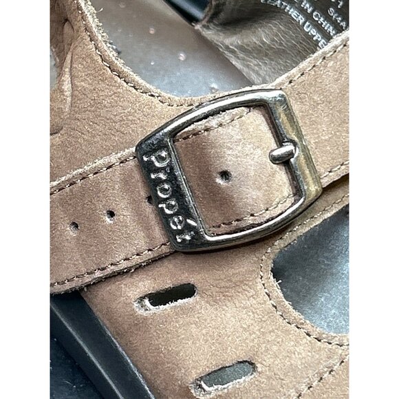 Propét Womens Brown Leather Adjustable Sandals Size 10 S (4A) Narrow Fit - Picture 3 of 8